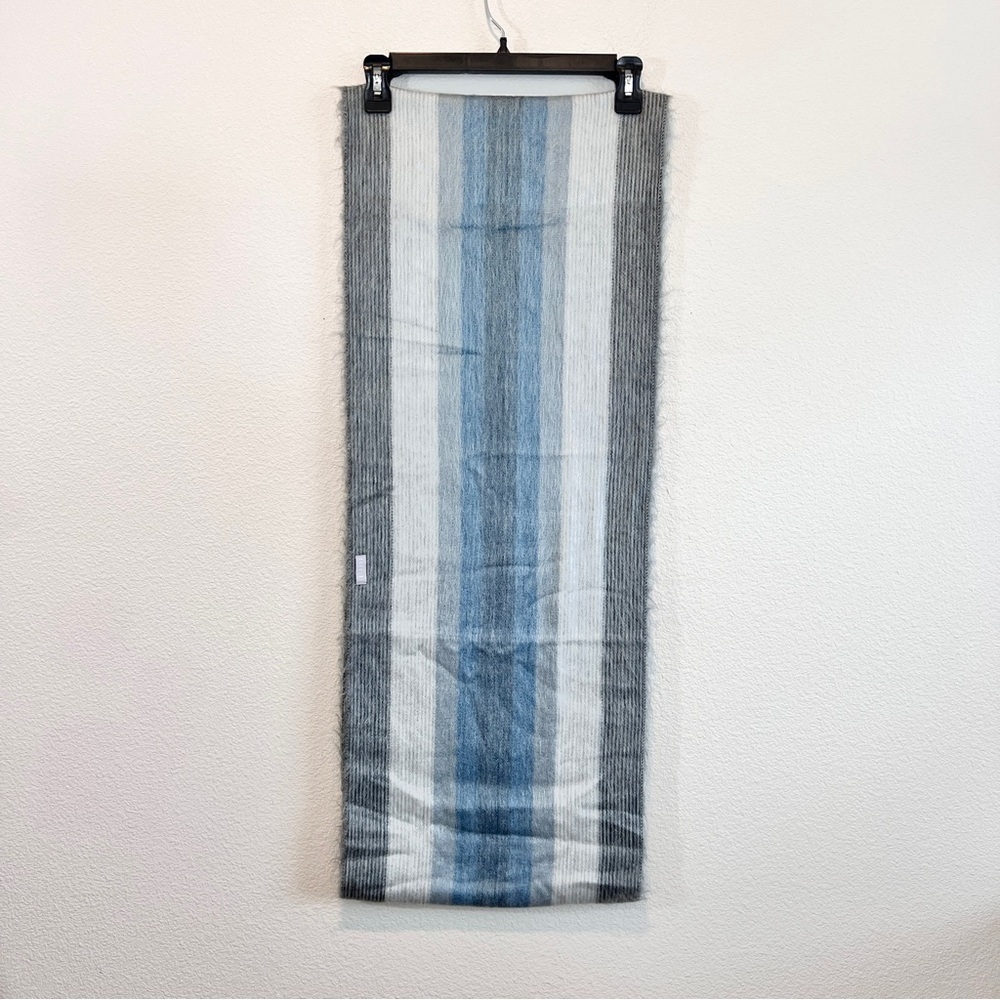 Pokoloko Alpaca Blend Infinity Scarf Striped Blue Gray Soft Cozy Loop Ecuador